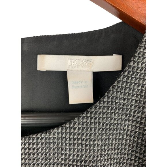 Hugo Boss Womens Sleeveless Peplum Top Size L Black & White Houndstooth Pattern - Picture 2 of 5